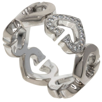 CARTIER   Ring C Heart Diamond # 48 K18 White Gold
