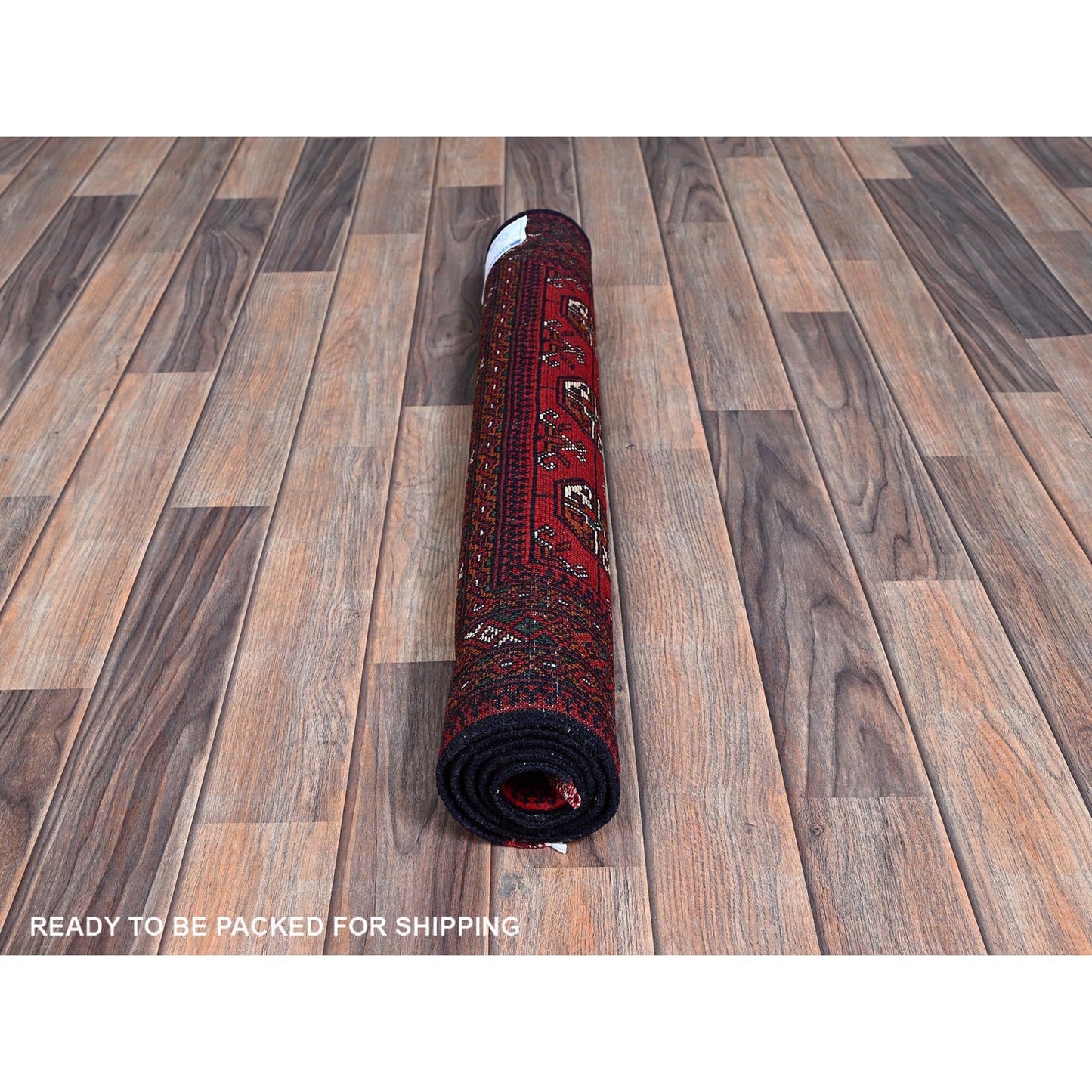 2'8"X3'9" Red Princess Bokara Geometric Design Soft Wool Hand Knotted Rug