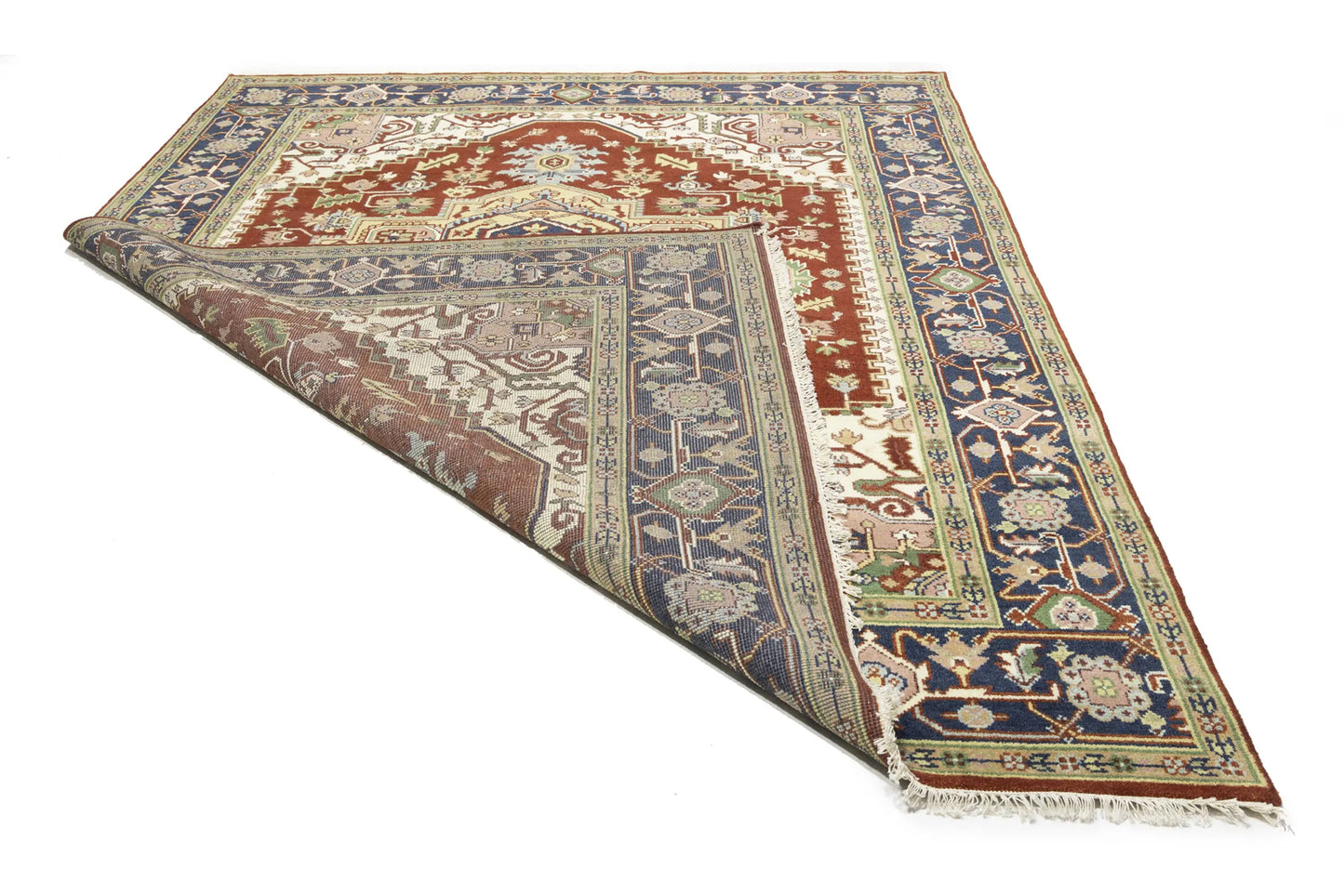 Farmho Rusty Red Geometric Heriz Serapi Oriental