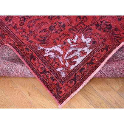 8'7"X10'8" Red Overdyed Pure Wool Zoroastrian Tebraz Hand Knotted Rug