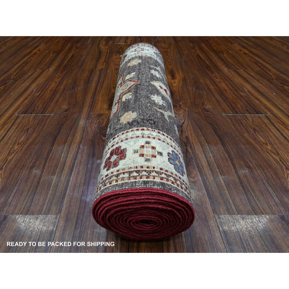 2'8"X17'4" Brown Hand Knotted Super Kazak Wool Xl Runner Oriental Rug