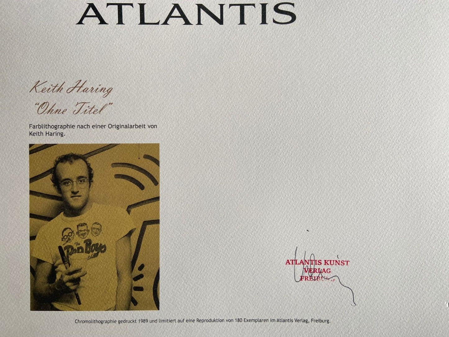 Keith Haring Lithograph From A Painting ' Coa Signed In Pen ' Hand Numbered