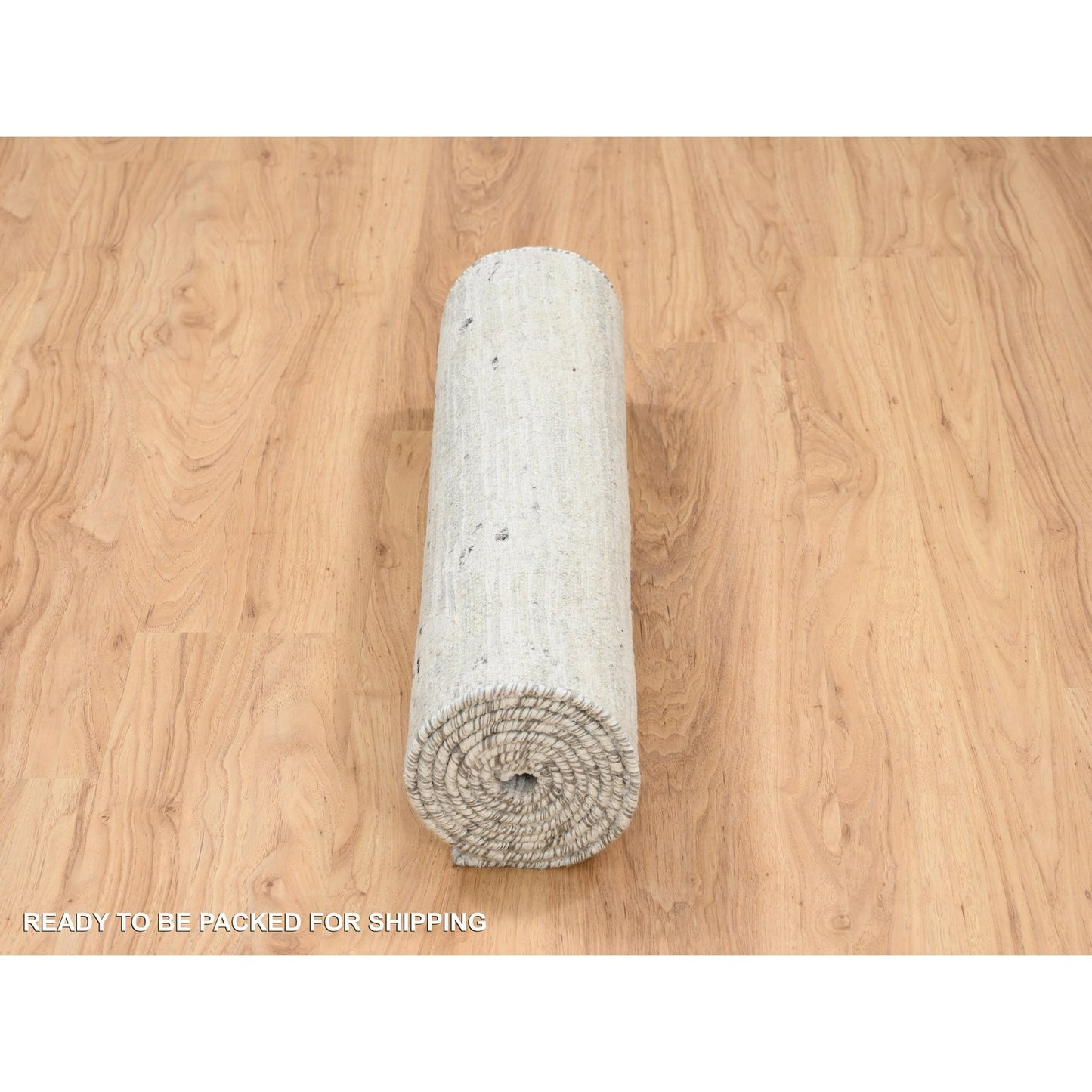 2'7"X8'2" Gray Hand Spun Natural Wool Hand Knotted Modern Runner Rug