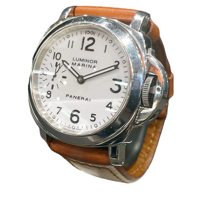 Panerai Luminor Marina Pam00003 White Silver Leather Strap