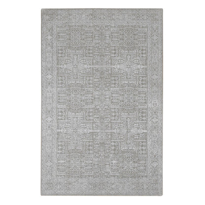 5'9"X9' Gray Wool And Silk Fine Jacquard Hand Loomed Oriental Rug
