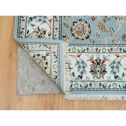 6'X9'2" Light Blue Nain Design 250 Kpsi Wool Hand Knotted Oriental Rug