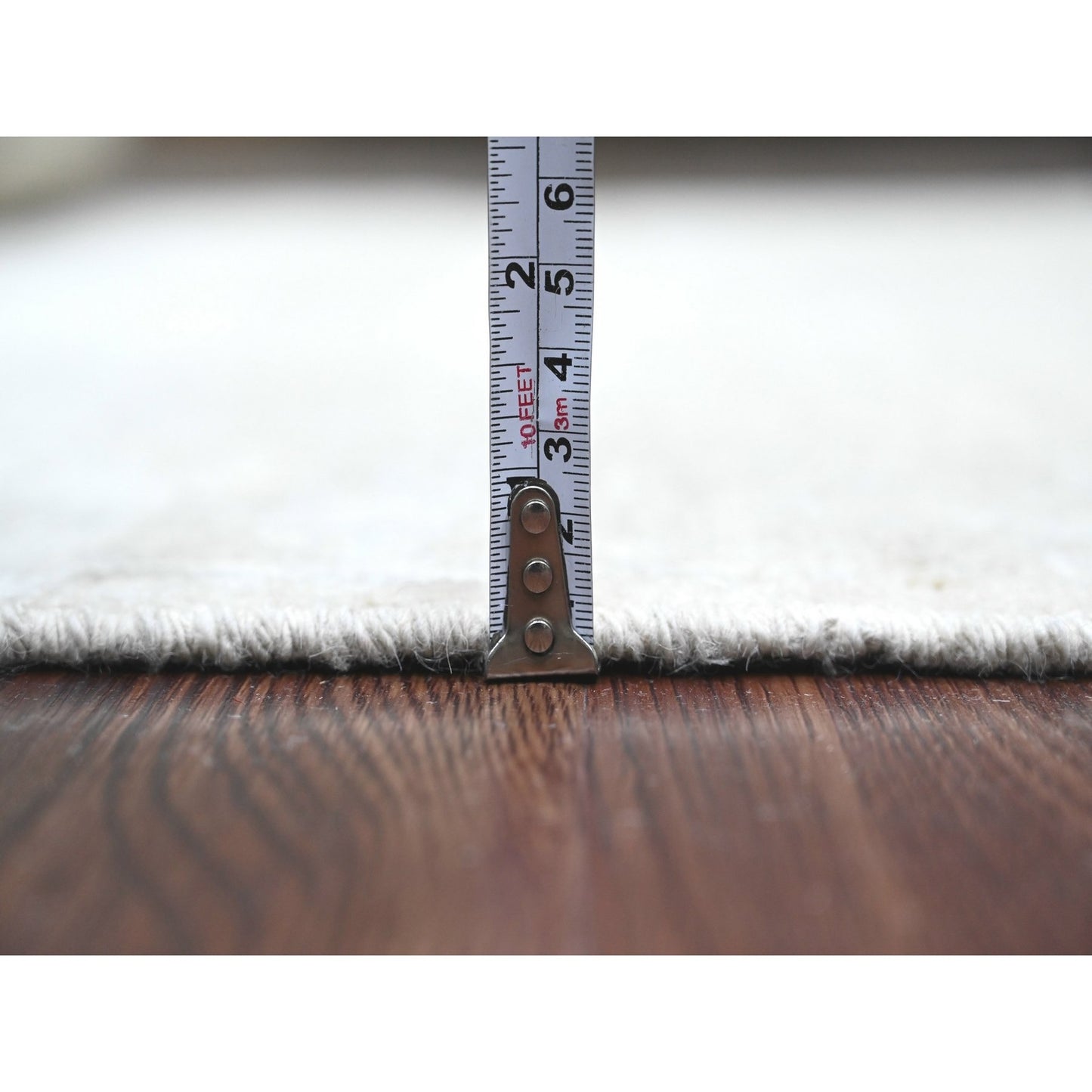 4'1"X19'8" White Afghan Angora Leaf Design Hand Knotted Wool Runner Rug