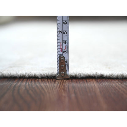 4'1"X19'8" White Afghan Angora Leaf Design Hand Knotted Wool Runner Rug