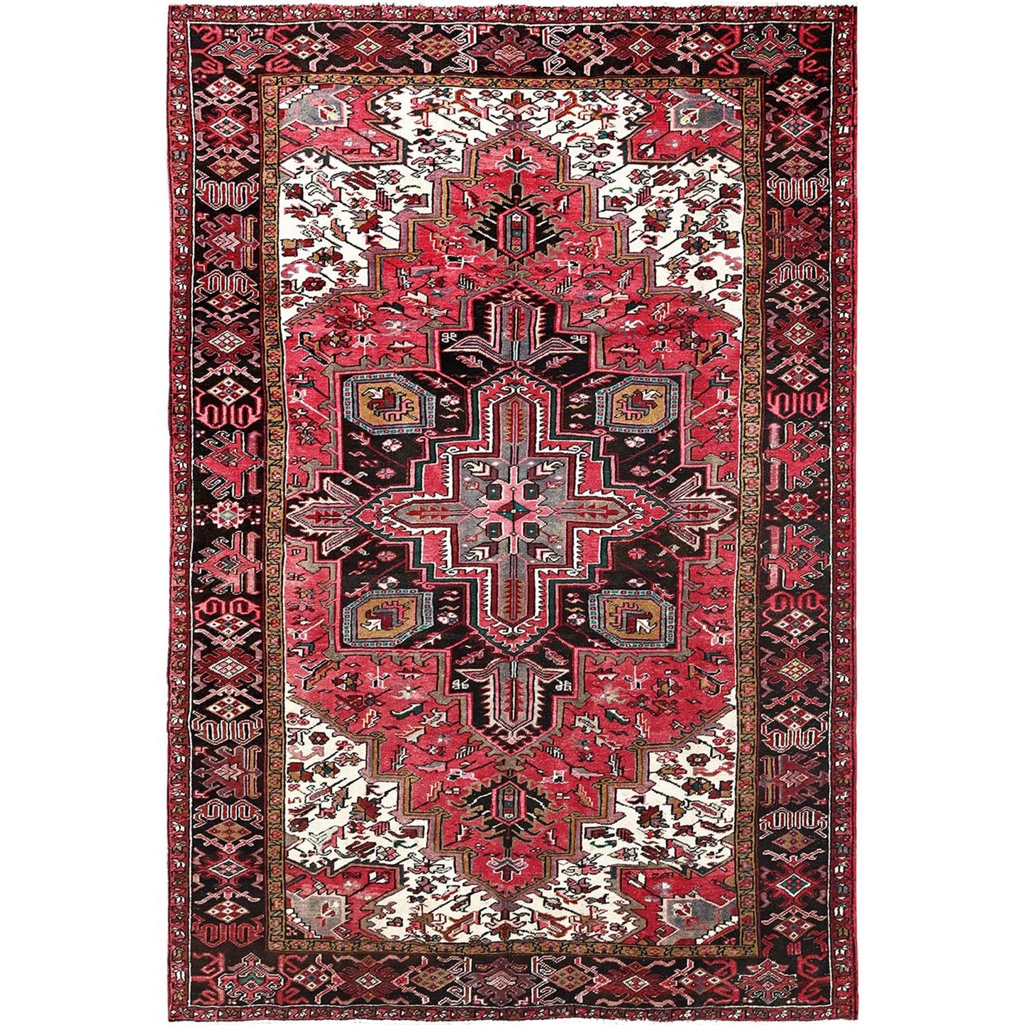 7'10"X11'5" Red Pure Wool Hand Knotted Antique Zoroastrian Heris Rug