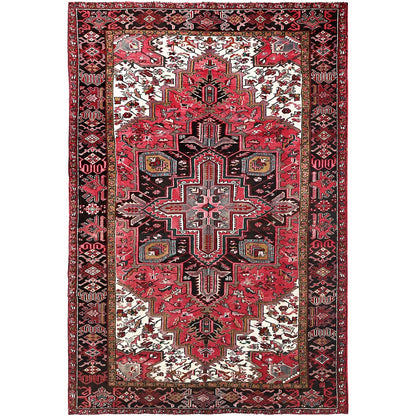 7'10"X11'5" Red Pure Wool Hand Knotted Antique Zoroastrian Heris Rug
