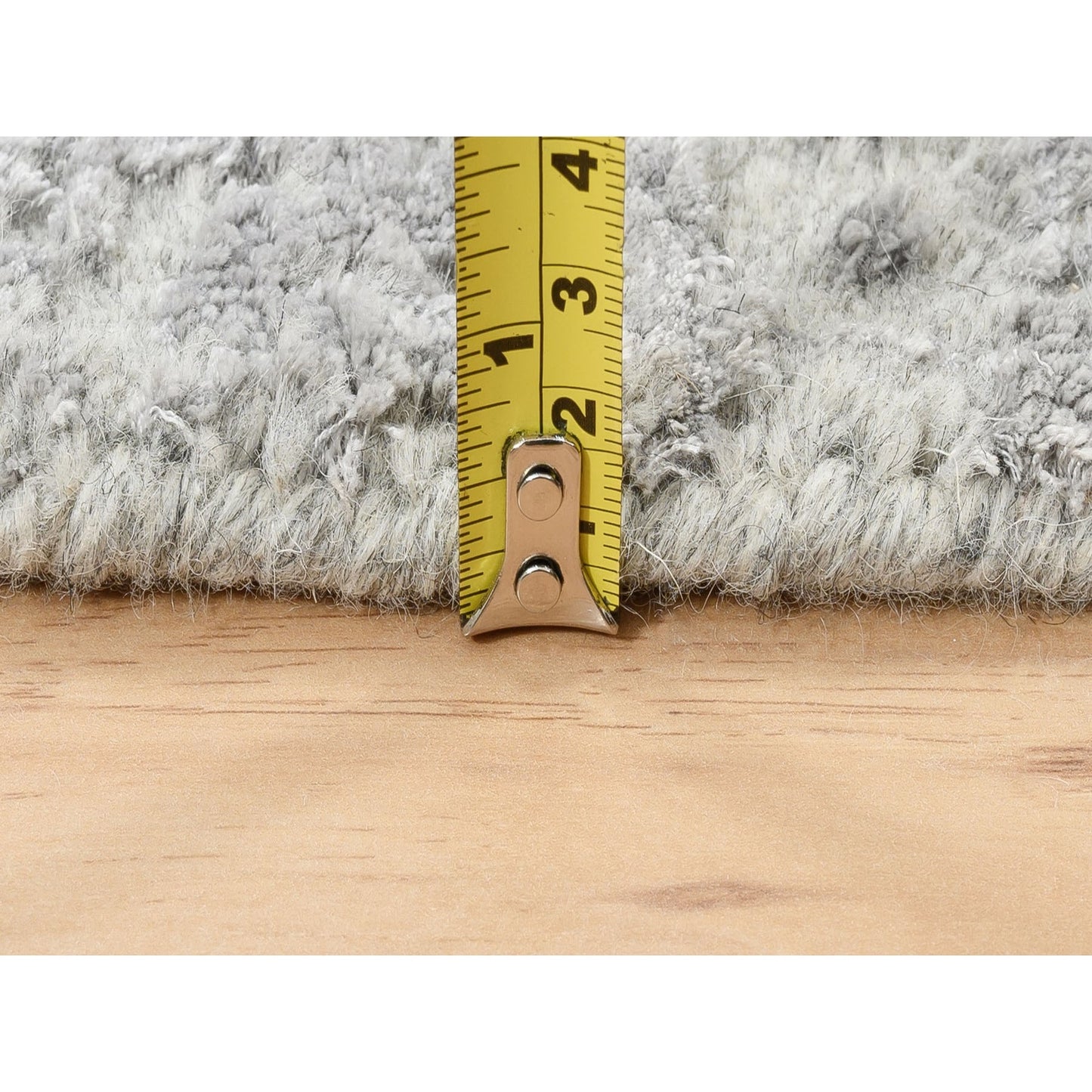 Rug 6'x6' Hand Loomed Wool and Silk Gray Fine Jacquard Round