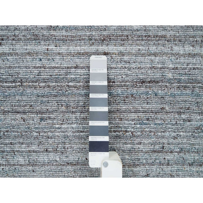 12'X15' Arsenic Gray Modern Striae Design Wool Hand Loomed Oversized Rug