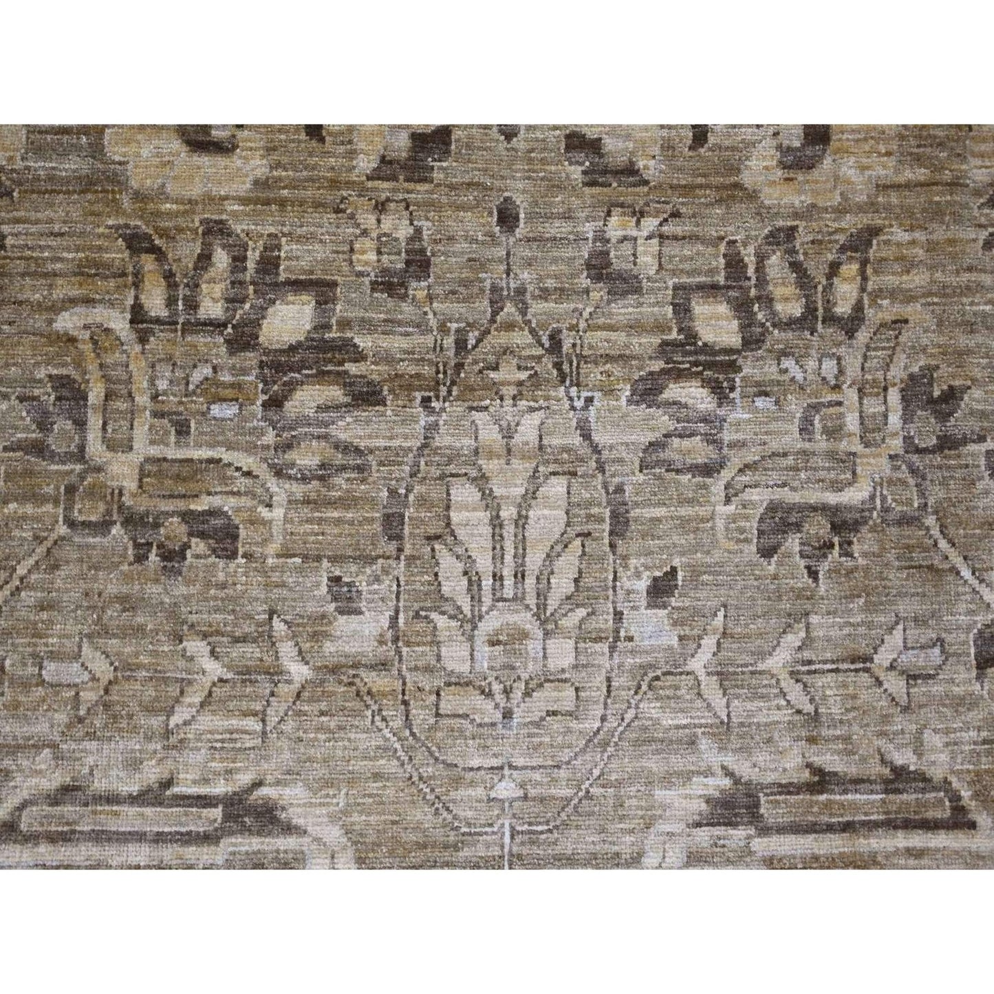9'x12' Brown Peshawar with Heris All Over Design Wool Hand Knotted Rug