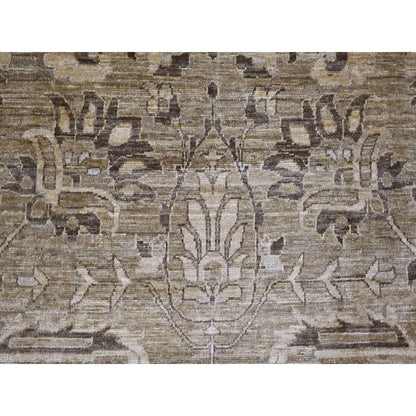 9'x12' Brown Peshawar with Heris All Over Design Wool Hand Knotted Rug