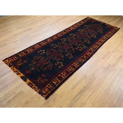 5'1"X13'3" Blue Vintage Baktiarjoon Hand Knotted Wool Wide Runner Rug