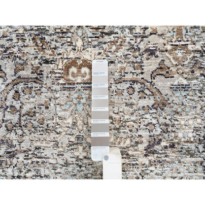 2'7"X22'3" Gray Transitional Farsian Silk/Wool Hand Knotted Xl Runner Rug