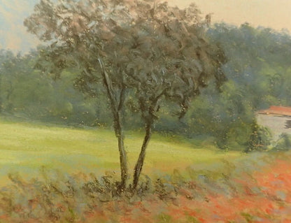 Landscape Rodolphe Planquette Signed Pastel on paper Painting Framed Mountain