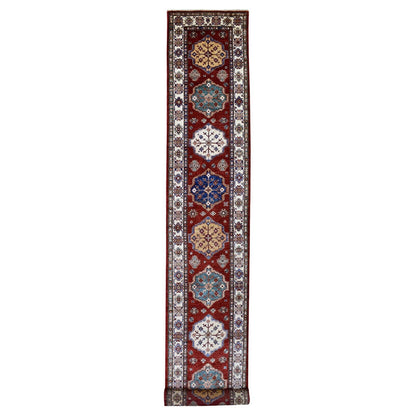 2'10"X23' Deep Red Super Kazak Hand Knotted Wool Oriental Xl Runner Rug