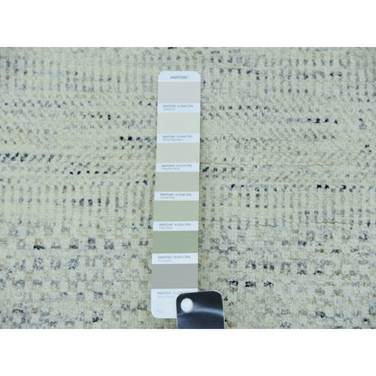 8'X8' Earl Gray Hand Knotted 100% Undyed Wool Grass Design Round Rug