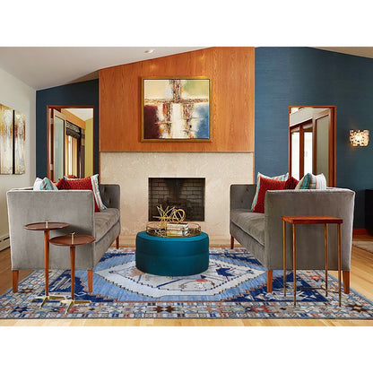 9'1"X11'4" Tufts Blue Anatolian Village Inspired Wool Hand Knotted Rug