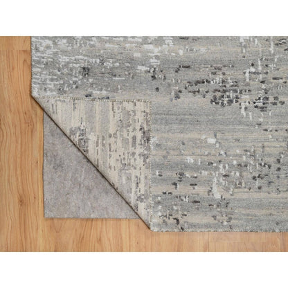 8'X10'2" Gray Hand Knotted Modern Hand Spun Undyed Natural Wool Rug