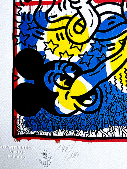 Keith Haring Coa Lithograph Signed Numbered