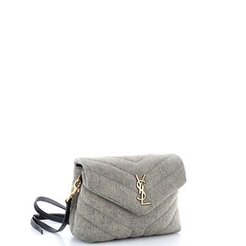 Saint Laurent Loulou Shoulder Bag Matelasse Chevron Denim Toy