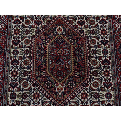 2'9"X11'4" Ivory Hand Knotted 300 Kpsi Wool Bejar Mahi Runner Rug