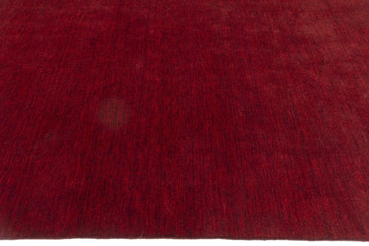 Maroon Red Solid Hand-Loomed 6X9 Gabbeh Wool Rug Oriental Carpet 5'11x8'8