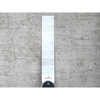 2'10"X11'5" White Angora Oushak Leaf Pattern Hand Knotted Wool Runner Rug