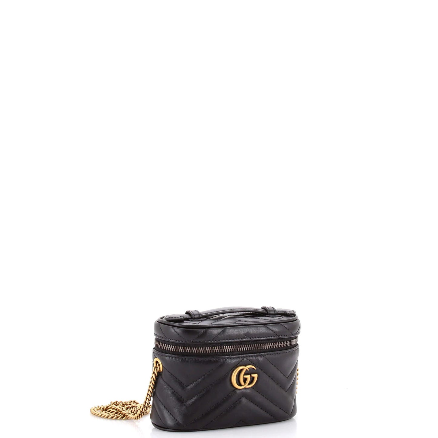 Mini Gucci GG Marmont Top Handle Vanity Chain Bag Matelasse Leather