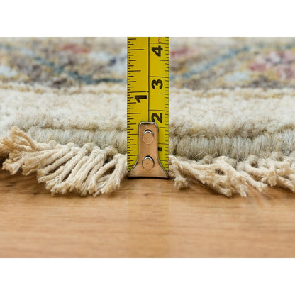 12'X12' Ivory Hand Knotted Reimagined Viss Design Natural Wool Round Rug
