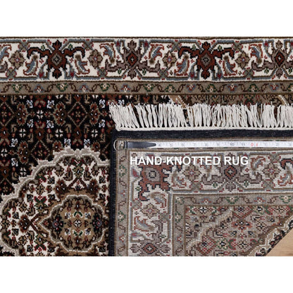 2'10"X14' Black Tebraz Mahi Medallion Design Wool Hand Knotted Runner Rug