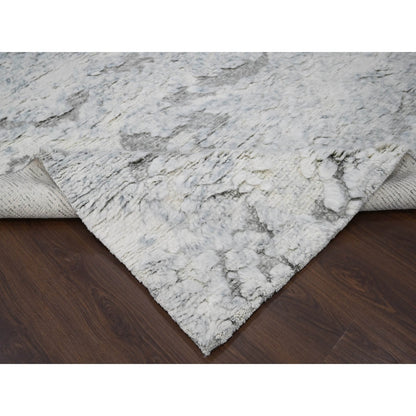 8'X9'10" Ivory Thick & Plush Moroccan Contemporary Wool Hand Knotted Rug