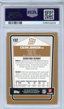 Calvin Johnson 2007 Topps Draft Picks #132 Psa Mint 9 Rc