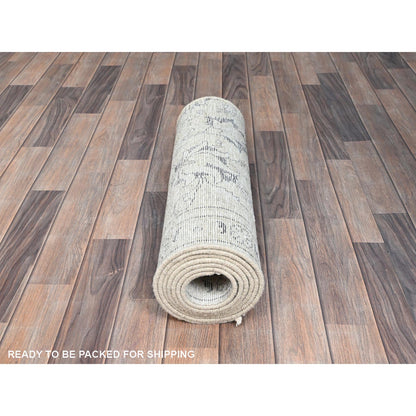 2'2"X9' Link White Fragment Vintage Zoroastrian Tebraz Runner Oriental Rug