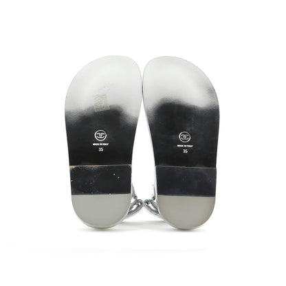 Leather Chanel Women's Dad Sandals Printed Laminated