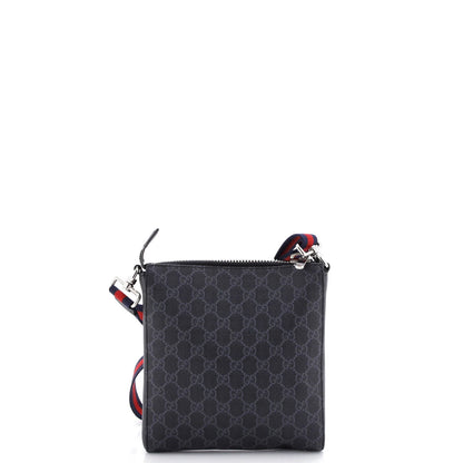 Gucci Web Strap Front Zip Messenger Bag Gg Coated Canvas Small