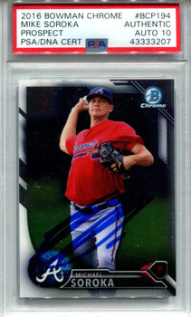 Mike Soroka 2016 Bowman Chrome Autographed Card (Psa)