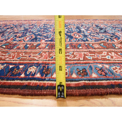 3'4"X16'3" Navy Blue Antique Zoroastrian Rug Pure Wool Hand Knotted Runner