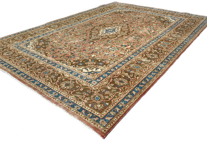 Distressed Vintage Wool Oriental Rug Muted Brown