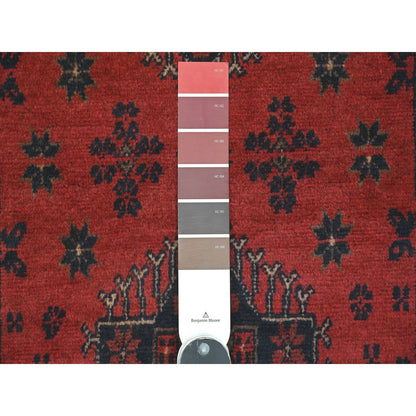2'4"X7'9" Red Andkhoy Medallion Design 100% Wool Hand Knotted Runner Rug