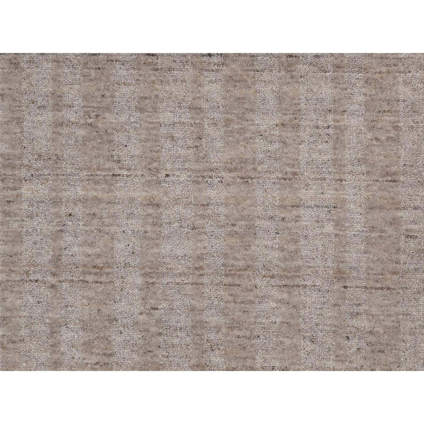 10'X14' Light Brown Vertical Stripes Design Hand Loomed Natural Wool Rug