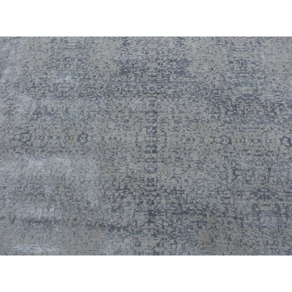6'X9' Ash Gray Muted Tone On Tone Wool And Silk Hand Loomed Oriental Rug