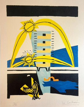 Le Corbusier Coa Lithograph Stamped Approved /