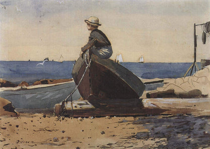 Winslow Homer Waiting For Dad " Offset Lithograph Modernism