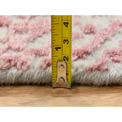 11'10"X17'10" Pink Wool And Art Silk Jacquard Hand Loomed Oversized Rug