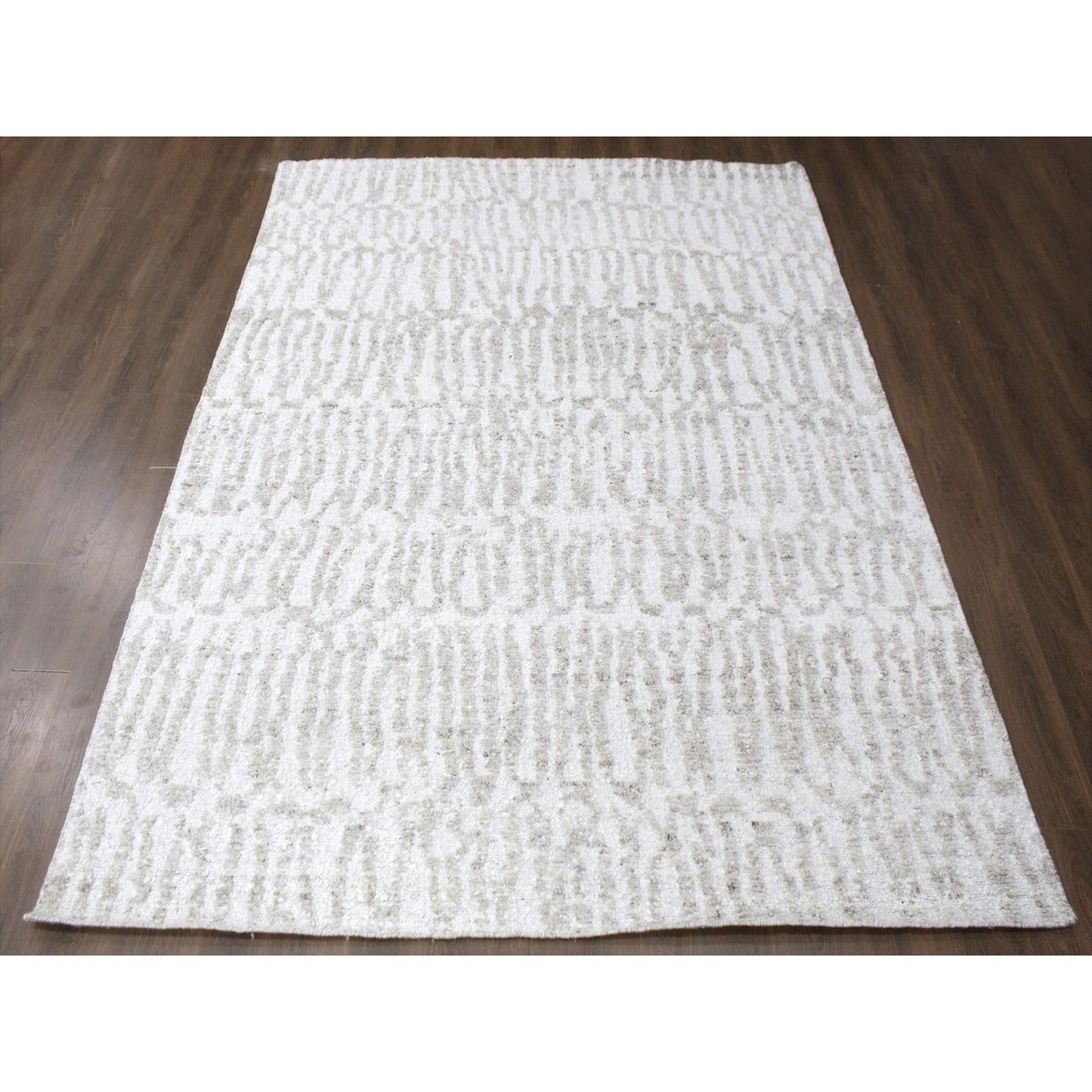 9'1"X12'1" Ivory Minimalist Swedish Design Hand Knotted Natural Wool Rug