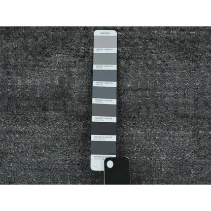 5'1"X7'1" Gray Hand Knotted Grass Design Wool And Silk Rug