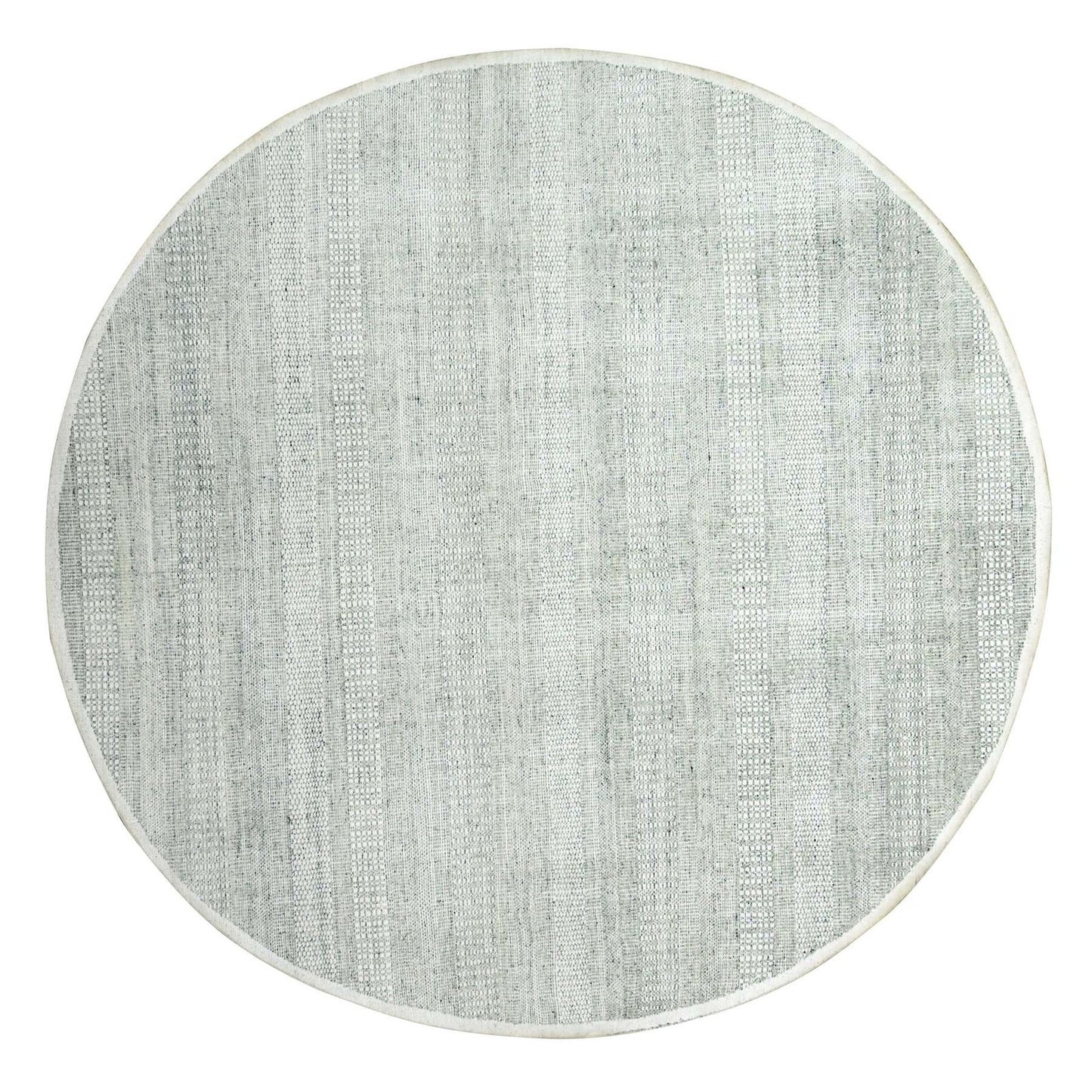 Hand knotted wool rug round oxidized distressed grass design gray